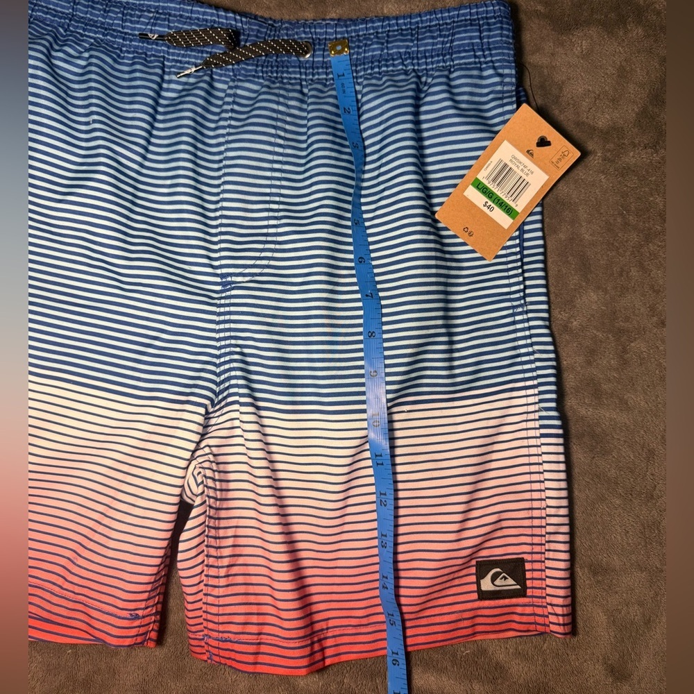NWT Quiksilver Large Striped Blue and Red swimming trunks - Picture 3 of 5